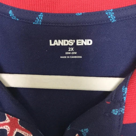 Land's End SIZE 2X Starfish Blue Red Polo Dress - Picture 9 of 11